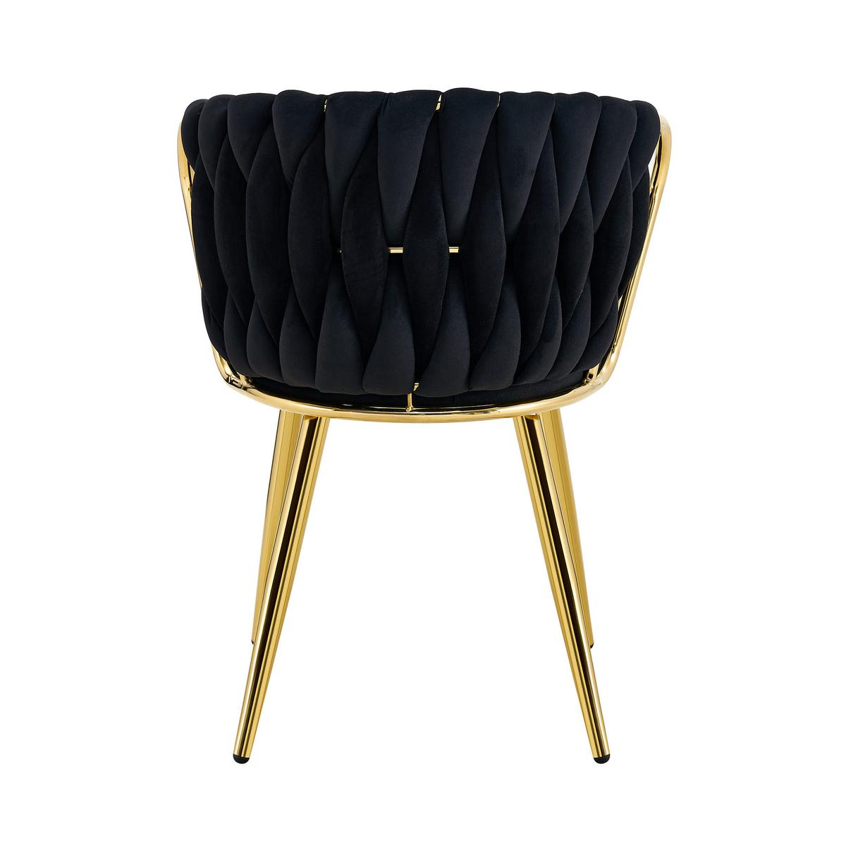 ESSZIMMERSTUHL 2ER-SET aus Samt mit goldenen Beinen, ergonomisch gepolstert - Schwarz, Textil (43/76/58cm) - Urban Meuble