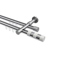 GARDINENSTANGE INNENLAUF Prestige Mavell 260 cm (geteilt in 2 x 130 cm), 2-läufig, 20 mm Ø Chrom - Chromfarben/Weiß, Metall (260cm) - INTERDECO