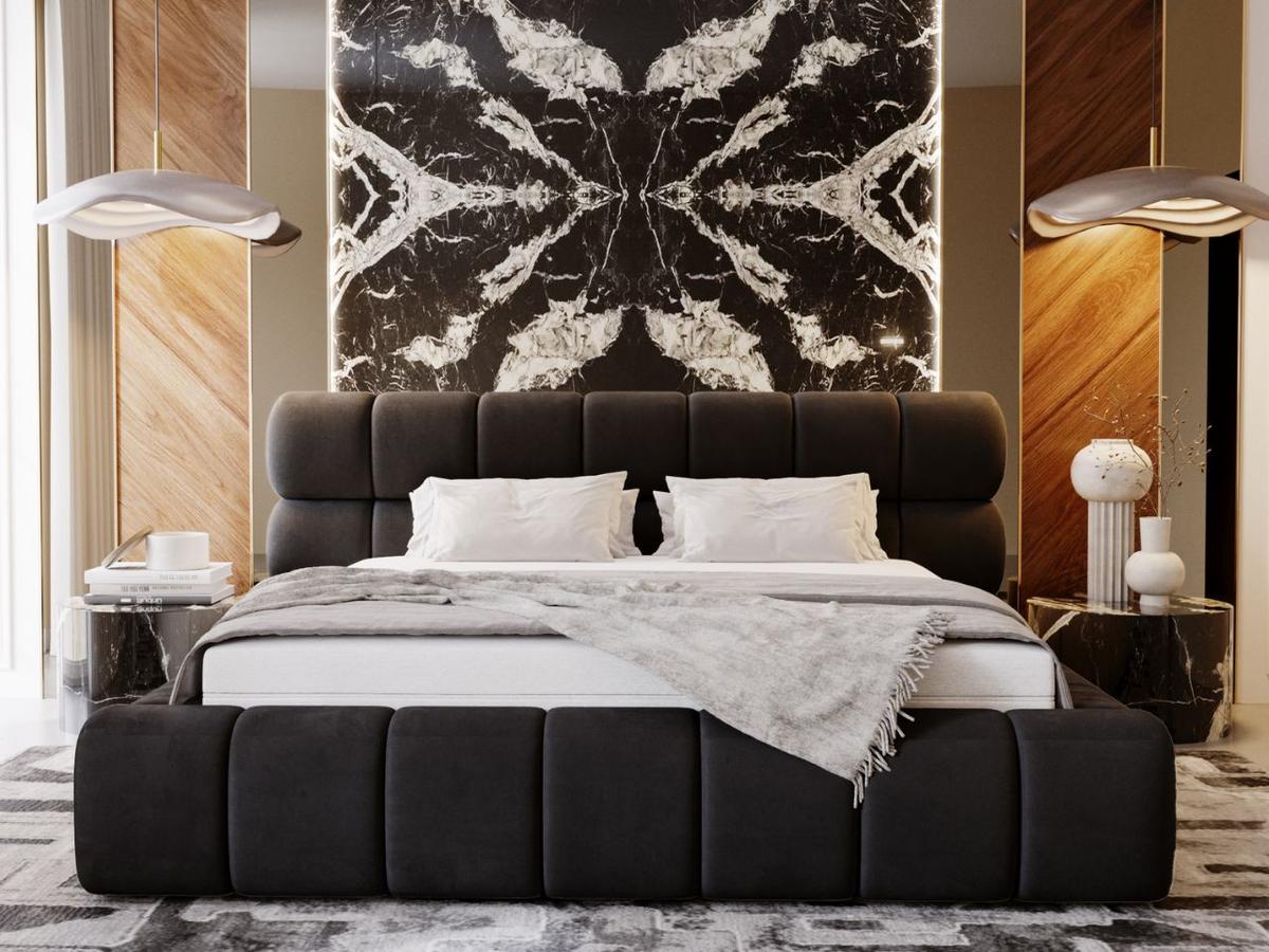 POLSTERBETT Mellow 160x200 Schwarz - Schwarz, Textil (160/200cm) - Graingold