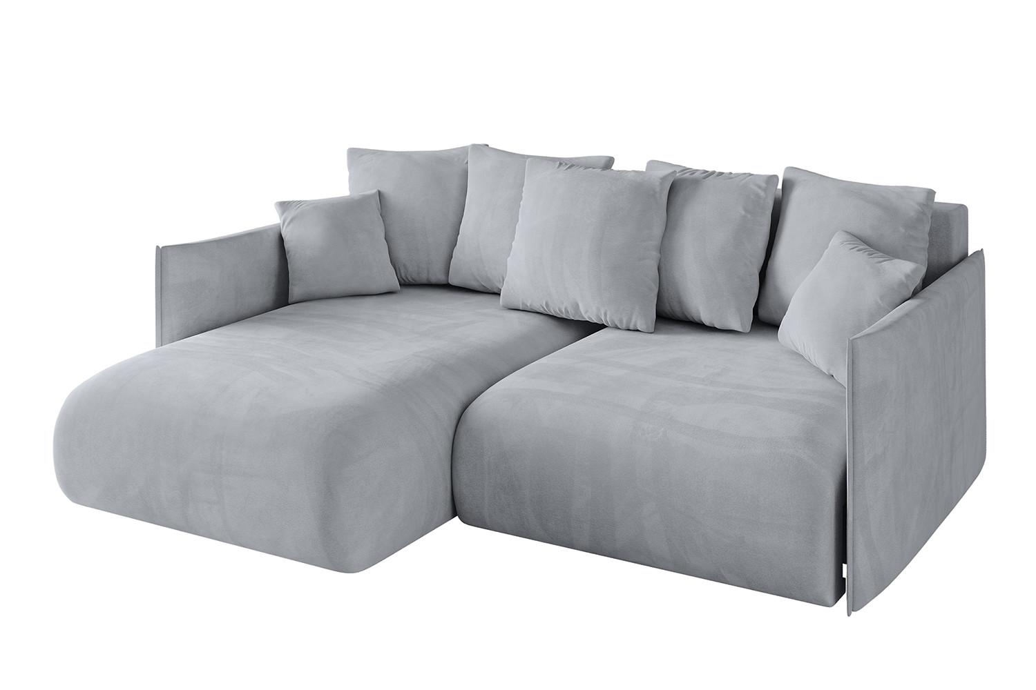 ECKSOFA Ottomane links ONESK-L 216x177x72 Hellgrau Velours - Titanfarben/Hellgrau, Holzwerkstoff/Kunststoff (216/177cm) - ALTDECOR