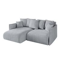ECKSOFA Ottomane links ONESK-L 216x177x72 Hellgrau Velours - Titanfarben/Hellgrau, Holzwerkstoff/Kunststoff (216/177cm) - ALTDECOR