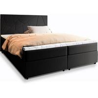 BOXBETT MADO 160x200 cm mit Matratze und Topper - Schwarz - Schwarz, Holz (160/200cm) - MASSENO