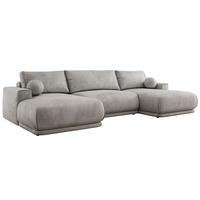 WOHNLANDSCHAFT RINA U Hellgrau Velvet - Hellgrau/Schwarz, Kunststoff/Textil (360/85/170cm) - MKS