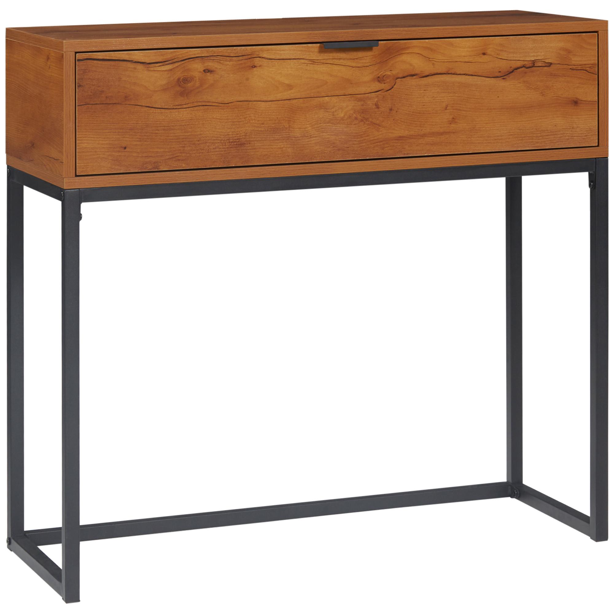 KONSOLENTISCH mit Schrank, Sofatisch Flurtisch im Industriedesign für Eingang - Naturfarben, Holzwerkstoff (80/30/76cm) - HOMCOM