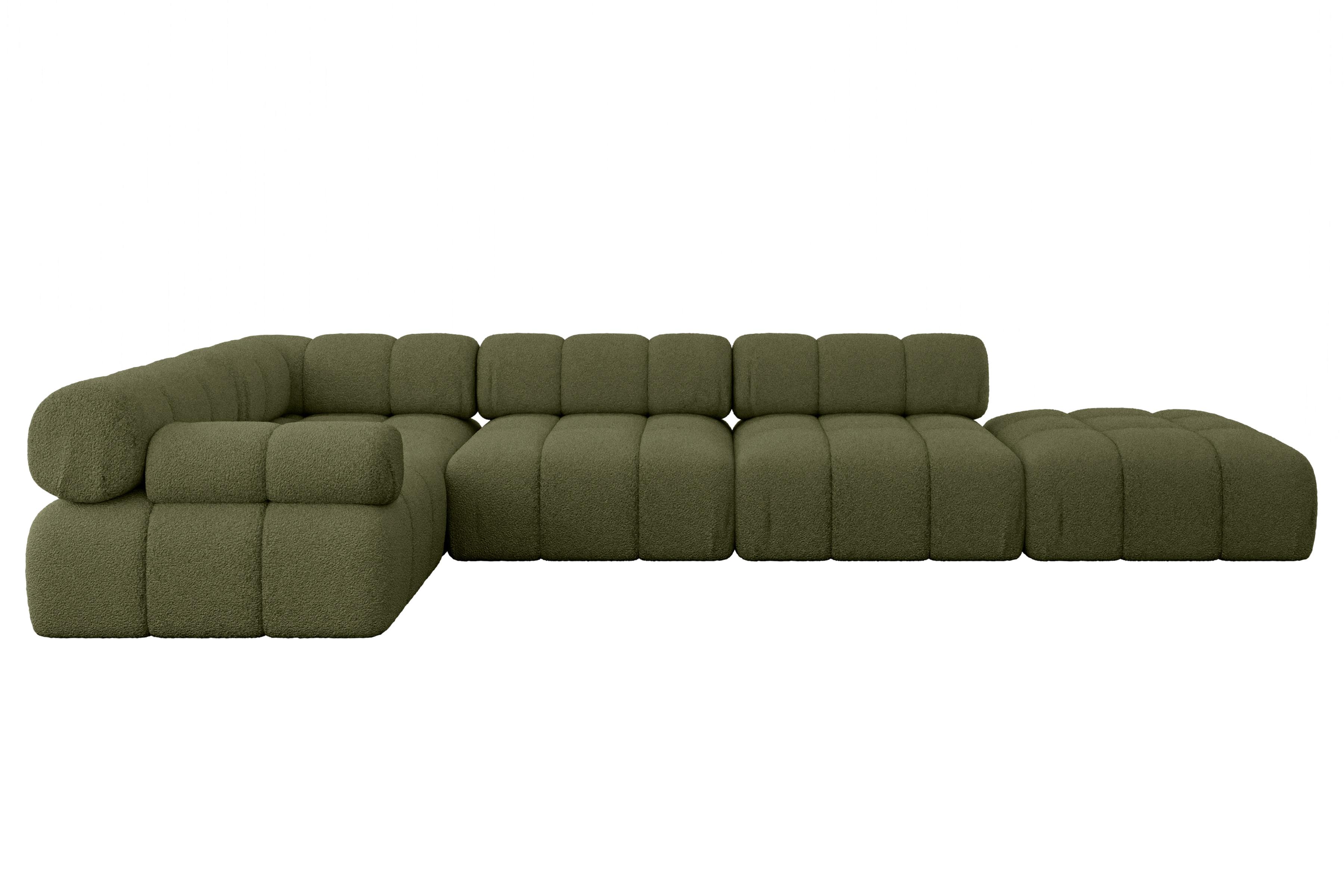 ECKSOFA modulares Sofa Felto-L2 - 380x190x70 cm Grün Bouclé - Grün, Holzwerkstoff/Textil (380/190cm) - ALTDECOR