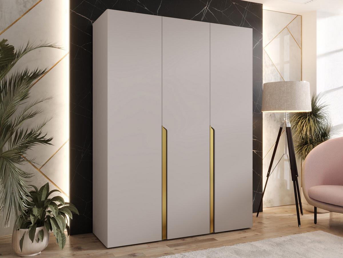 DREHTÜRENSCHRANK Mila I 150 - Kaschmir/Goldfarben, Holzwerkstoff/Kunststoff (150/202/52cm) - MIRJAN24