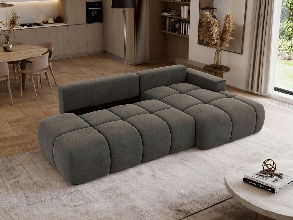 ECKSOFA LORAN L Dunkelgrau Velvet - Rechts - Dunkelgrau/Schwarz, Kunststoff/Textil (292/170cm) - MKS