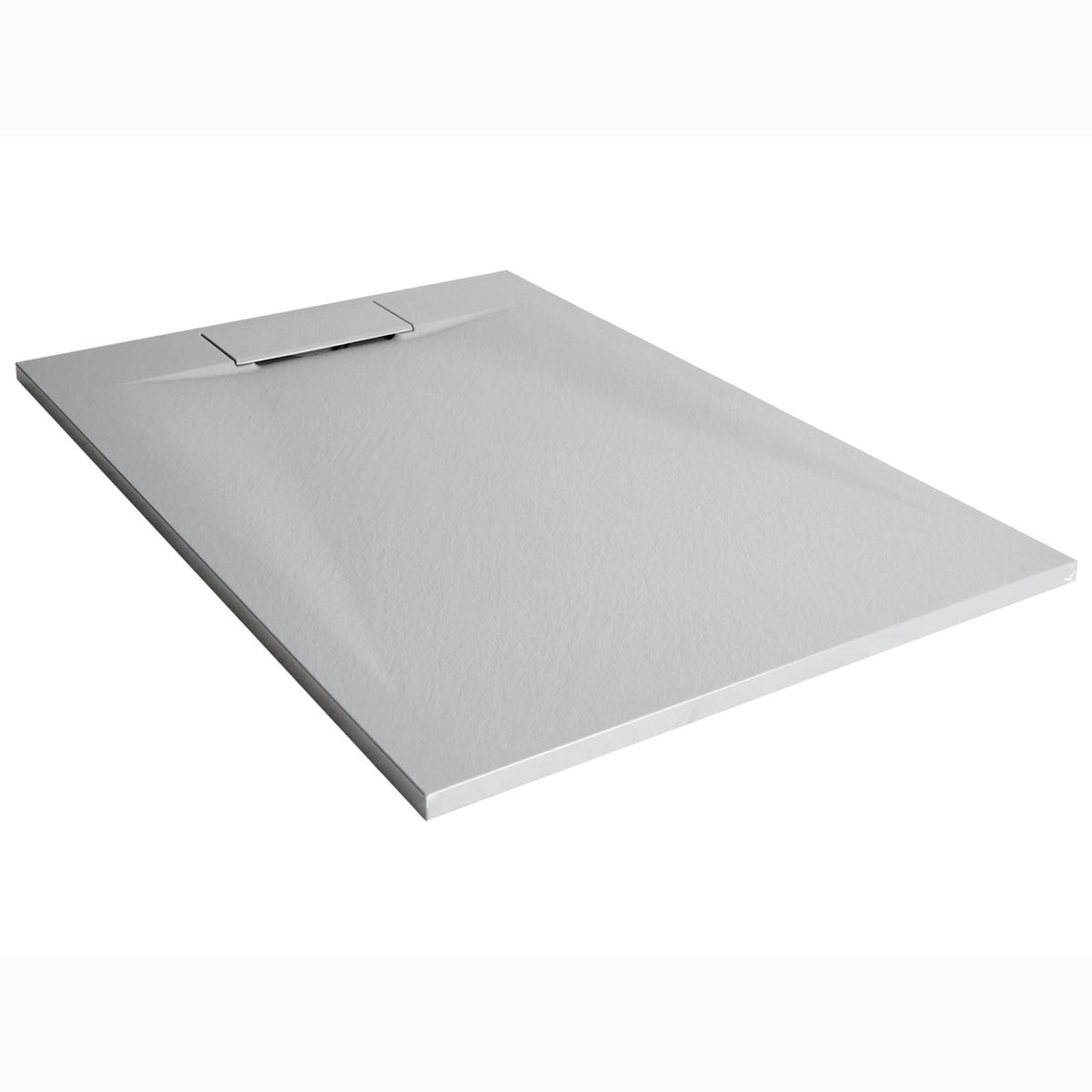 DUSCHWANNE 80/120/3 cm Grau Azzurro - Dunkelgrau/Grau, Kunststoff (120/3/80cm) - Beliani