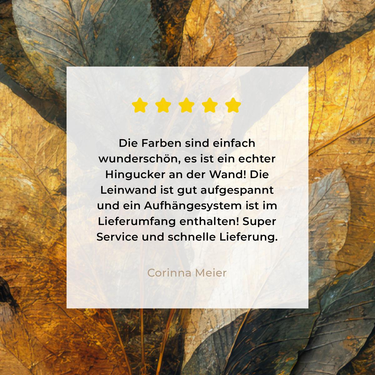 LEINWANDBILD Golden Leaf Komposition - Botanical Luxury Deko Wohnzimmer 20x20 cm - Goldfarben/Schwarz, Textil (20/20cm) - MuchoWow