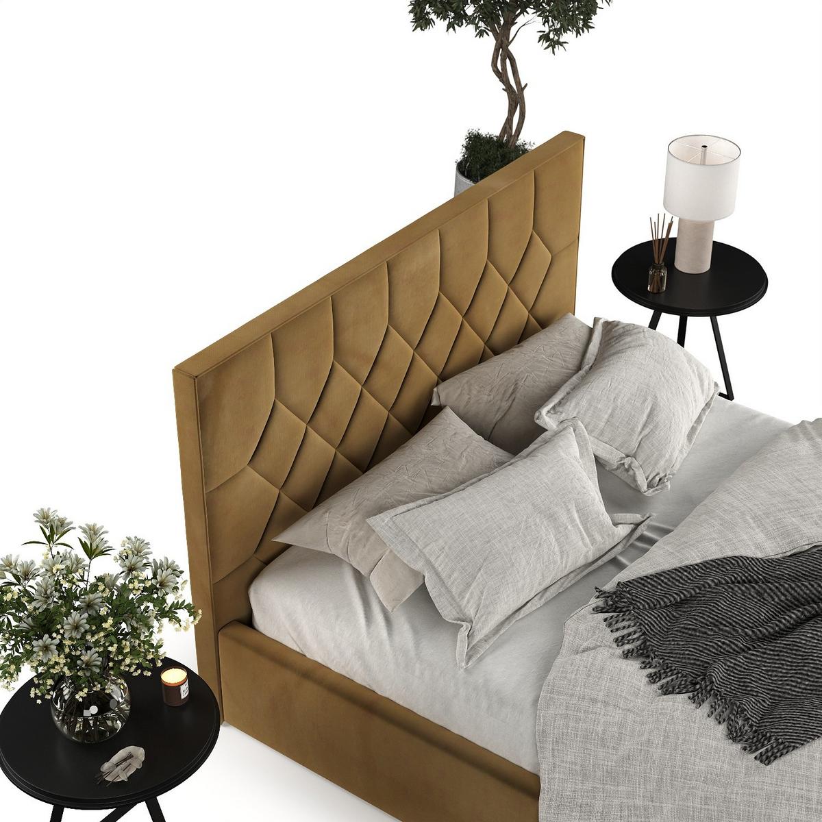 POLSTERBETT Brisa 180/200 cm Honiggelb im Kronos Stoff - Schwarz/Naturfarben, Holz/Holzwerkstoff (180/200cm) - AltaBeds