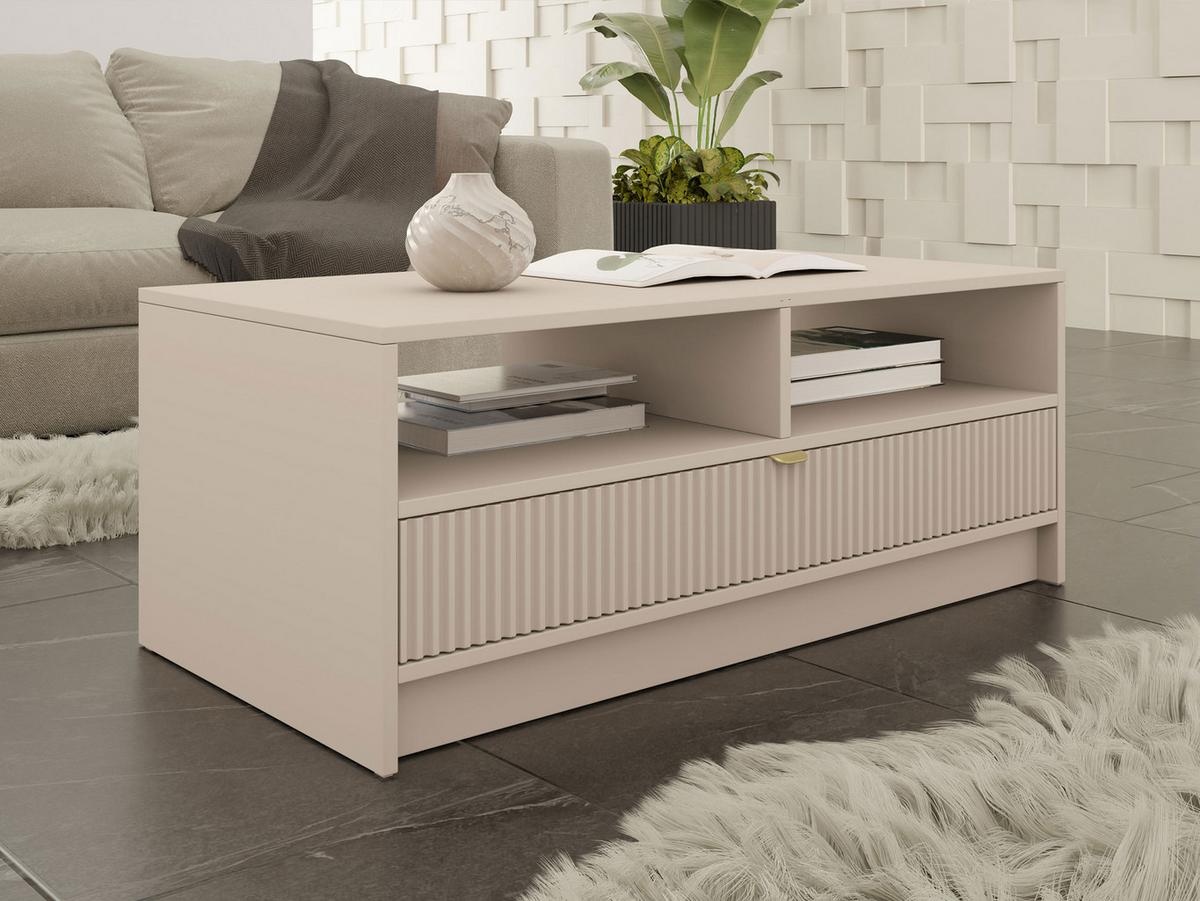 COUCHTISCH Tireno - Sandfarben/Goldfarben, Holzwerkstoff/Metall (50/100/40cm) - MIRJAN24