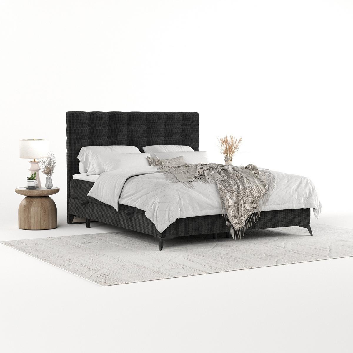 BOXBETT Niro 160/200 cm Schwarz im Bonita Stoff - Schwarz, Holz/Holzwerkstoff (160/200cm) - AltaBeds