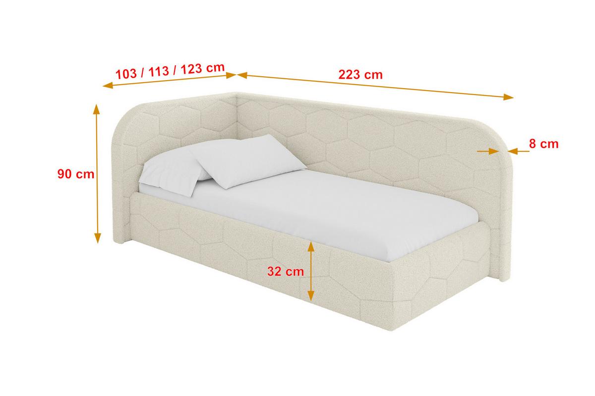 EINZELLBETT Jugendbett mit Bettkasten und Matratze H3/H4, Rechts - JAXY 80x200 Beige - Perlmutt, Holzwerkstoff/Textil (80/200cm) - ALTDECOR