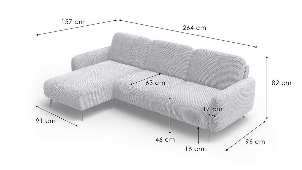 ECKSOFA FEBE 4-Sitzer links, beige - Beige/Schwarz, Holz/Textil (264/157cm) - Wozimo