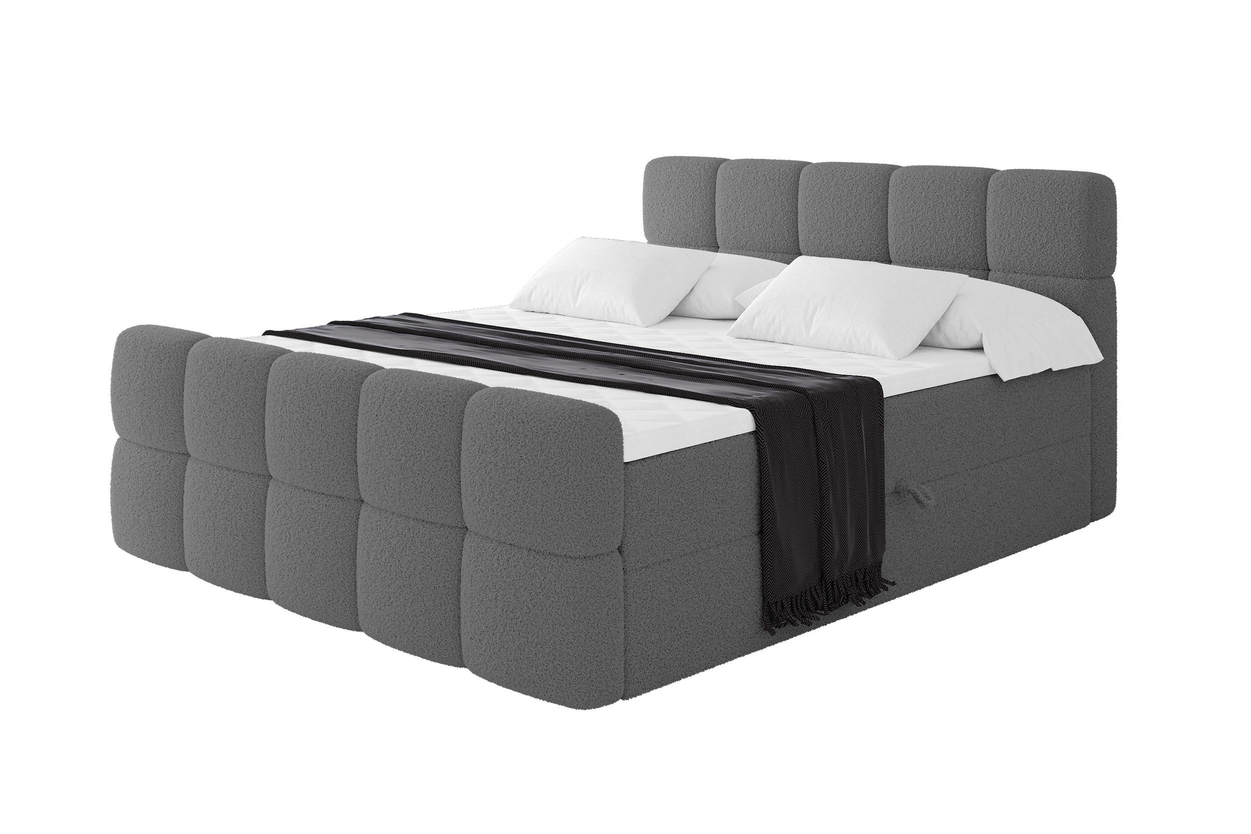 BOXBETT mit Matratze H3 - FAMA-Z - 160x200 cm Grau Quelle - Schieferfarben, Holzwerkstoff - ALTDECOR