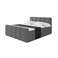 BOXBETT mit Matratze H3 - FAMA-Z - 160x200 cm Grau Quelle - Schieferfarben, Holzwerkstoff - ALTDECOR