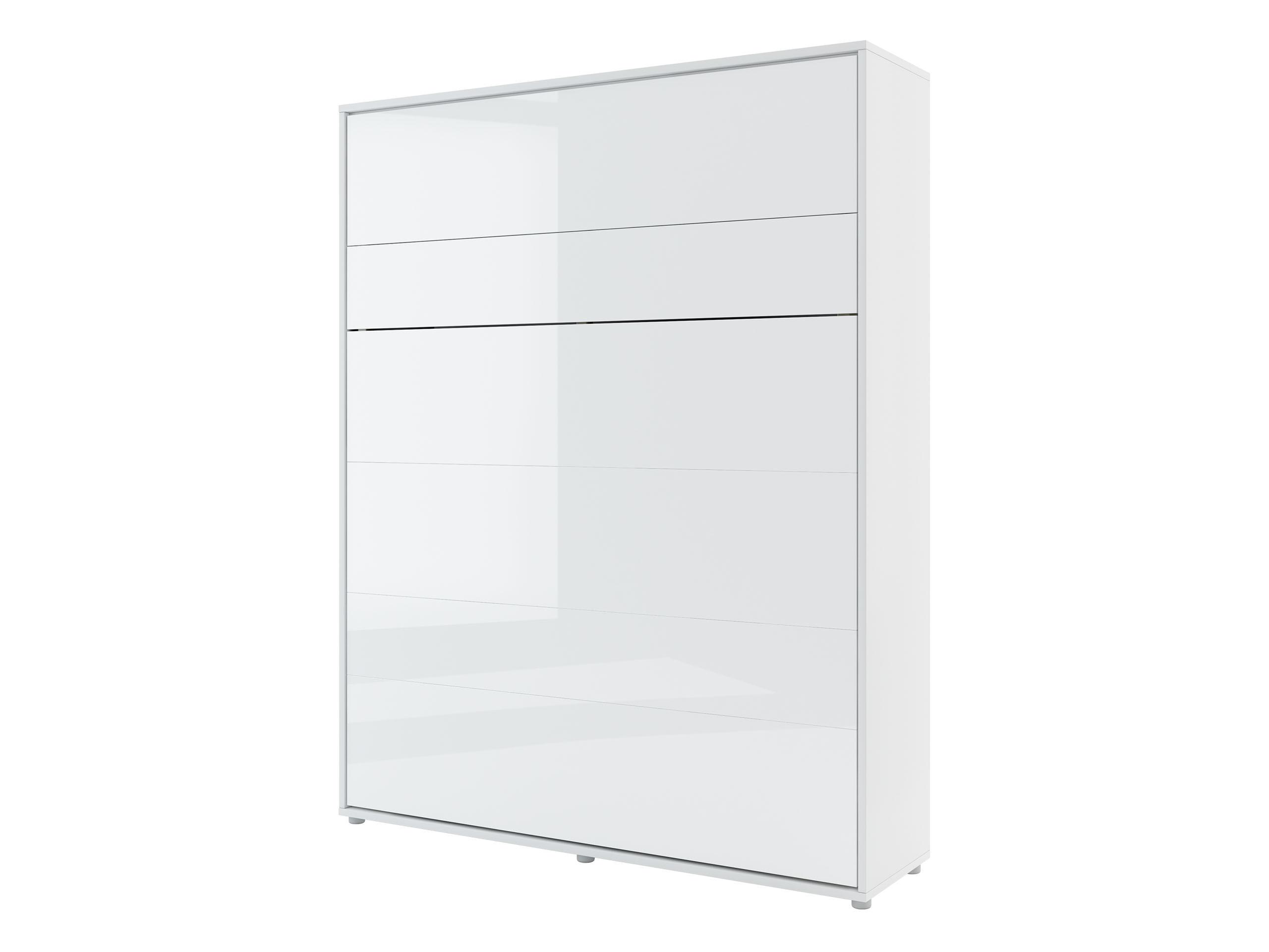 SCHRANKBETT Bed-Concept BC-12 160x200 mit zwei LED-Lampe - Weiß Hochglanz/Grau, Holz/Holzwerkstoff (160/200cm) - MIRJAN24