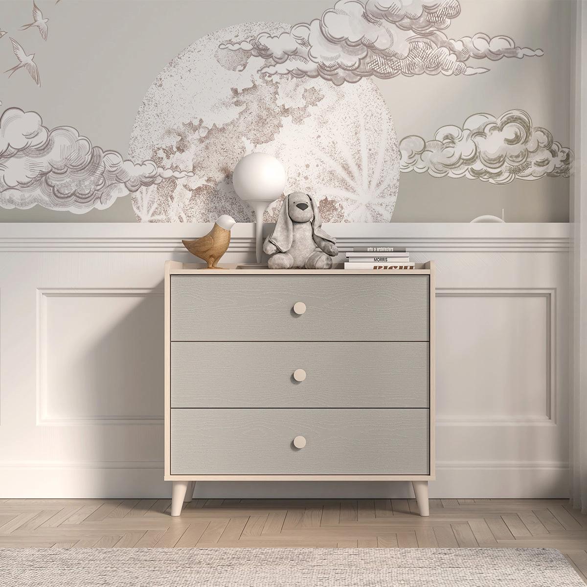 KINDERKOMMODE Alycia Beige - Grau - Holzeffekt - Grau, Holz (90/85/40cm) - Petits-meubles