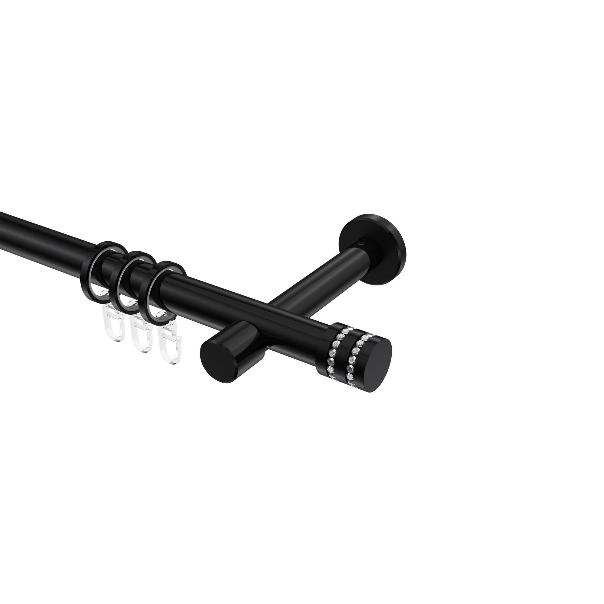 GARDINENSTANGE Prestige Estana 260 cm (geteilt in 2 x 130 cm), 1-läufig, 20 mm Ø Schwarz - Schwarz, Metall (260cm) - INTERDECO