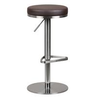 BARHOCKER Edelstahl Höhenverstellbar Drehbar Standfuß Gepolstert, Braun 38x38x82 cm - Chromfarben/Braun, Kunststoff/Textil (38/82/38cm) - KADIMA DESIGN