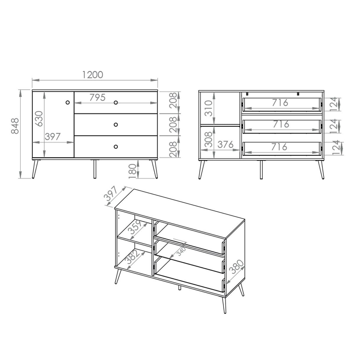 SIDEBOARD Thalia Grün - Grün, Holzwerkstoff (120/85/40cm) - Petits-meubles