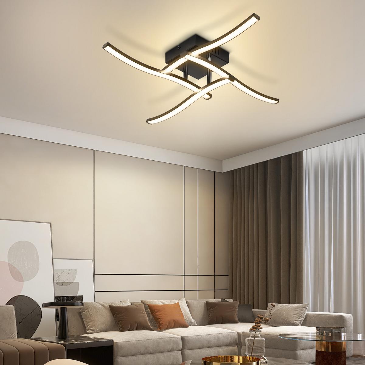 LED DECKENLEUCHTE Solon 50.5/50.5/9.5 cm - Schwarz, Kunststoff (50.5/50.5/9.5cm) - ZMH