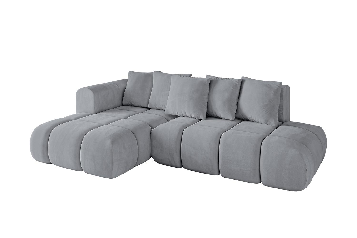 ECKSOFA Ottomane Links CLOUD-L-v1 280x185x90 Hellgrau Velours - Hellgrau, Holzwerkstoff/Kunststoff (180/289cm) - ALTDECOR