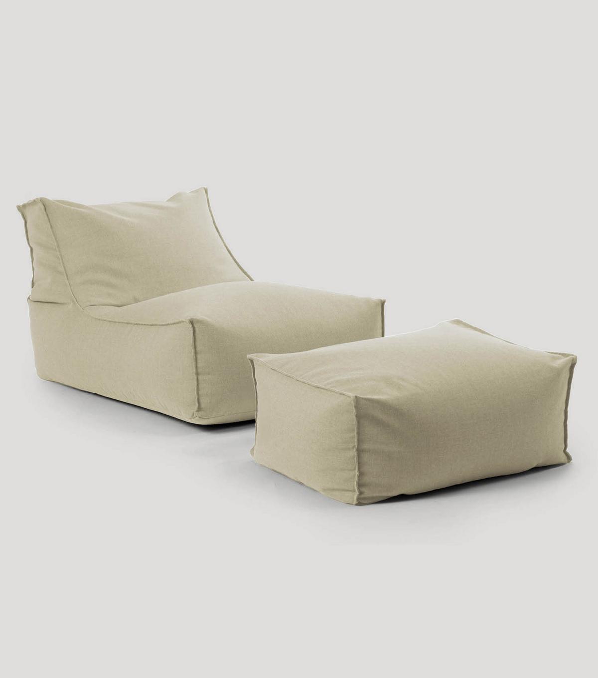 OUTDOOR SITZSACK und Hocker Der Sundowner - Beige, Textil (60/65/95cm) - Mokebo