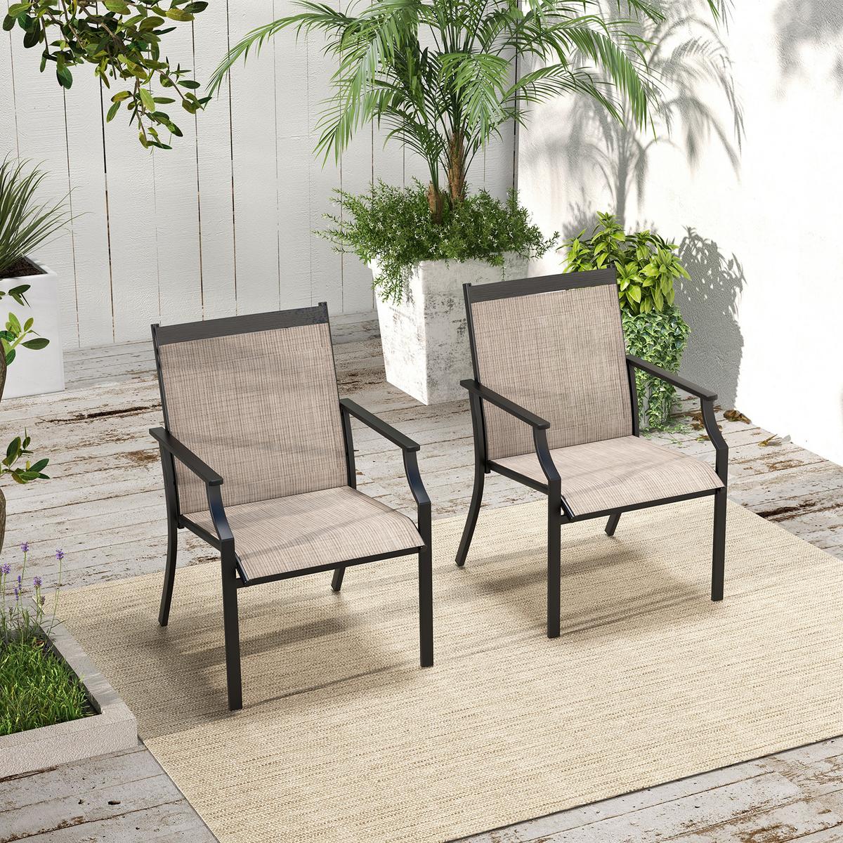 GARTENSTÜHLE Kaffee(2er-Set) - Braun, Metall (66/90/61cm) - COSTWAY