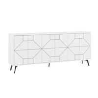 SIDEBOARD mit 6 dekorierten Türen L184 cm - Dune - Weiß, Holzwerkstoff (35/77.4/9cm) - Calicosy