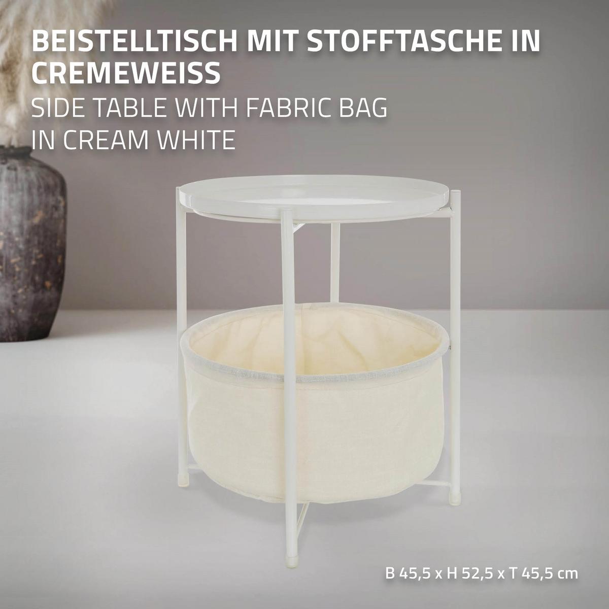 BEISTELLTISCH rund Ø45,5 x 52,5 cm Weiß aus Metall - Weiß, Metall (52.5/45.5/52.5cm) - ML-DESIGN