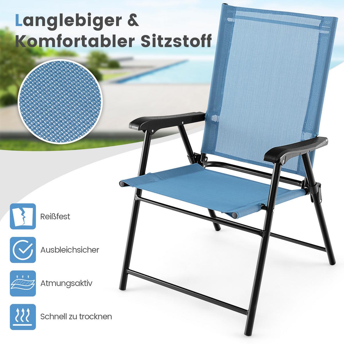 TERRASSENSTUHL Blau (4-teilig) - Blau, Metall (65/93/60cm) - COSTWAY
