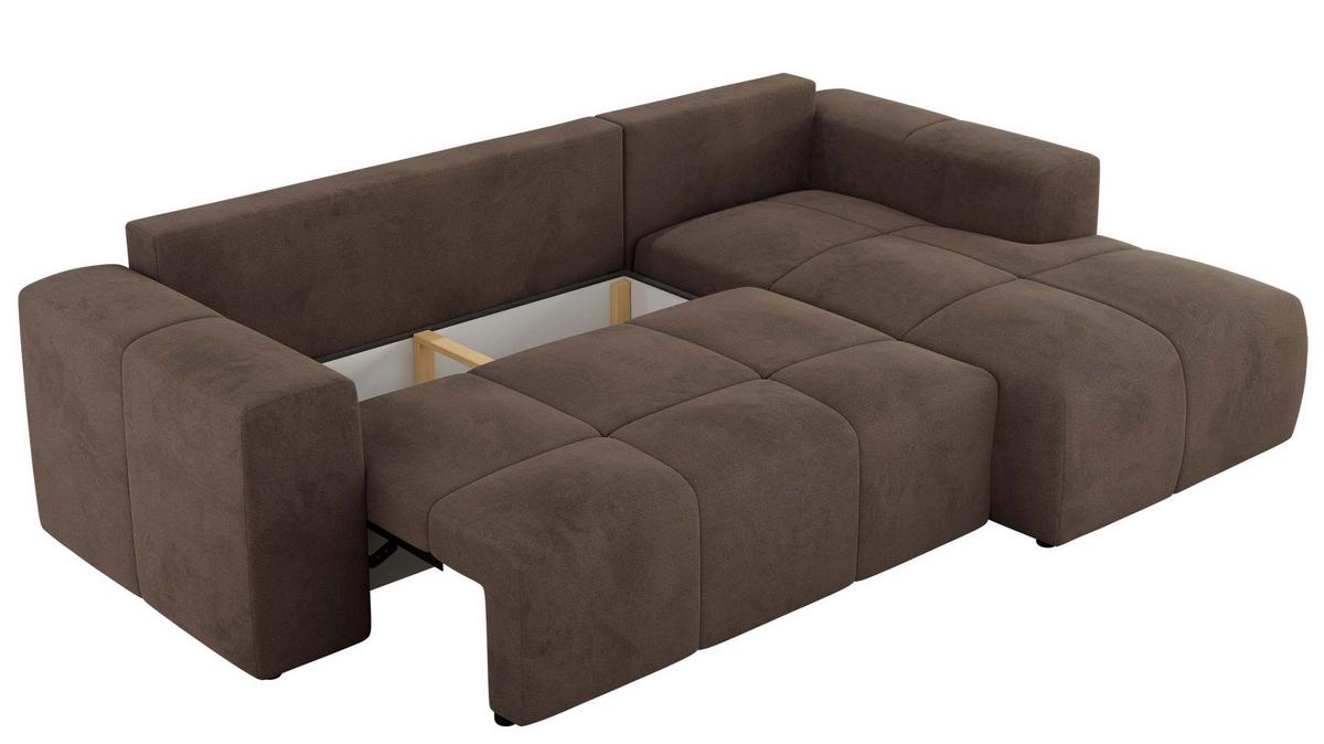 ECKSOFA MONIVA Braun Velvet - Rechts - Schwarz/Braun, Textil (266/164cm) - MKS