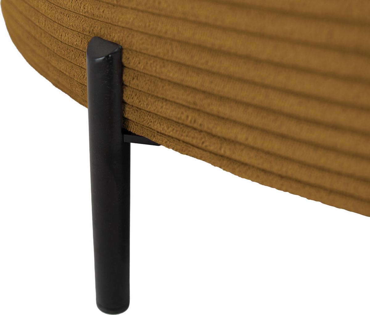 ECKSOFA Hana Loft 3-Sitzer Ecke Rechts, Cordstoff Chenille, Senf 241/80/168 cm - Gelb/Schwarz, Textil/Metall (241/168cm) - WFL GROUP