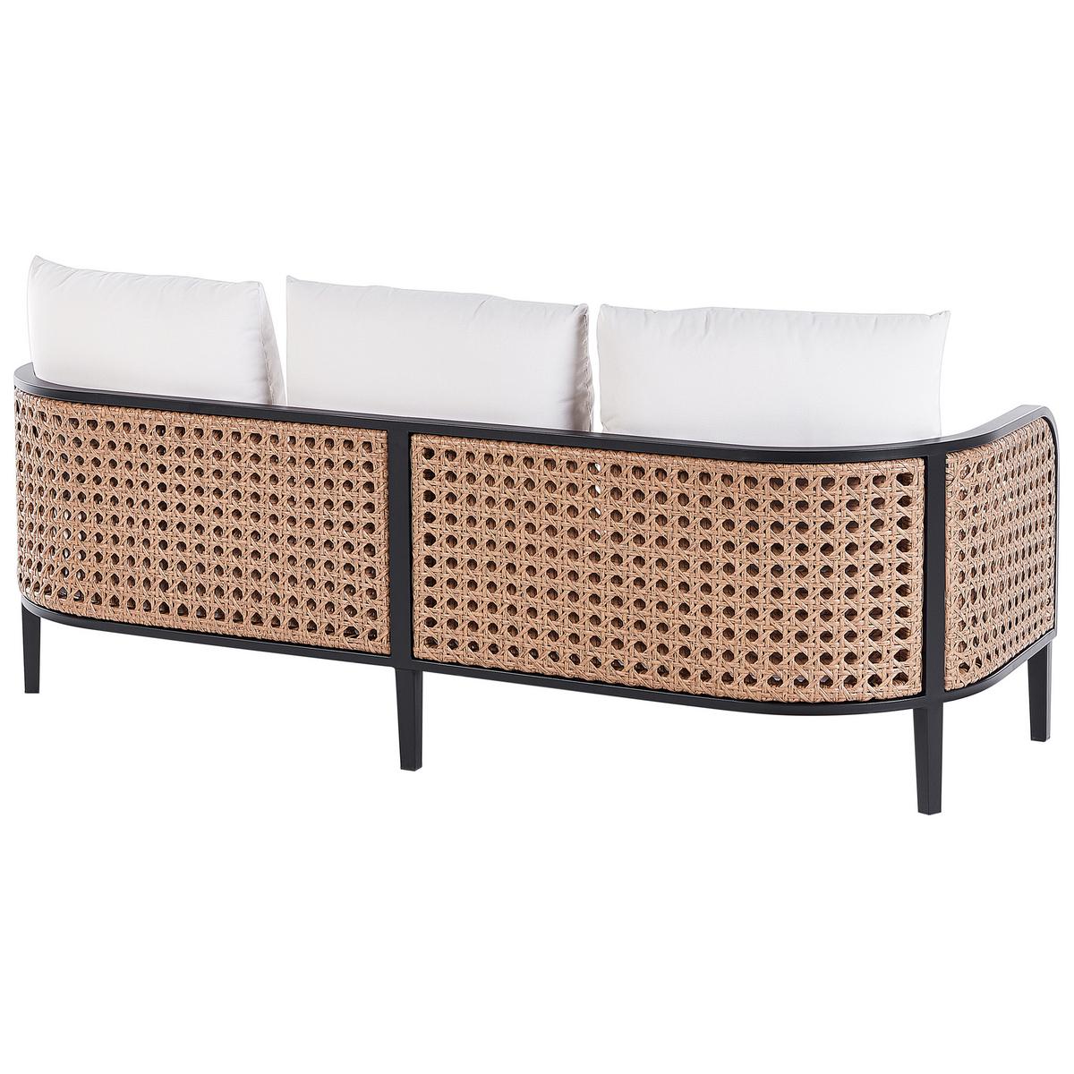 LOUNGE SET 5-Sitzer Aluminium schwarz Auflagen weiß Montefalco - Creme, Metall - Beliani
