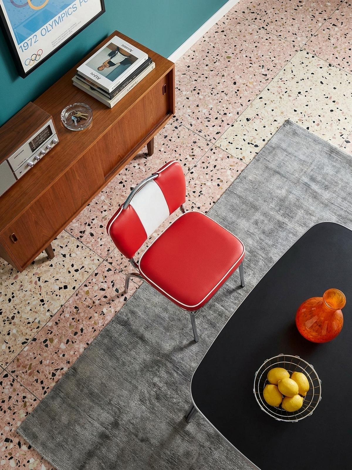 ESSZIMMERSTUHL Kunstleder mit Metallgestell Retro 50-er Jahre gepolstert, Rot 47x45x90 cm - Rot/Silberfarben, Kunststoff/Textil (47/90/45cm) - KADIMA DESIGN