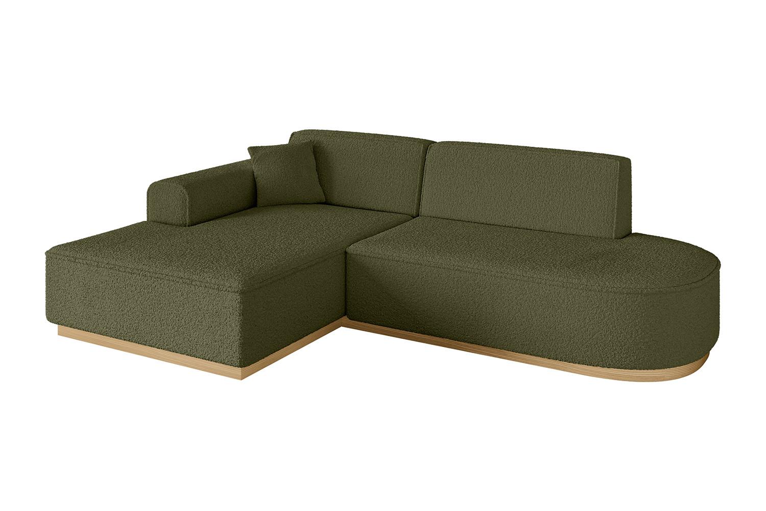 ECKSOFA Ottomane Links IREA-L1-v2 - 232x165x80 cm Grün - Platinfarben, Holzwerkstoff/Textil (232/165cm) - ALTDECOR