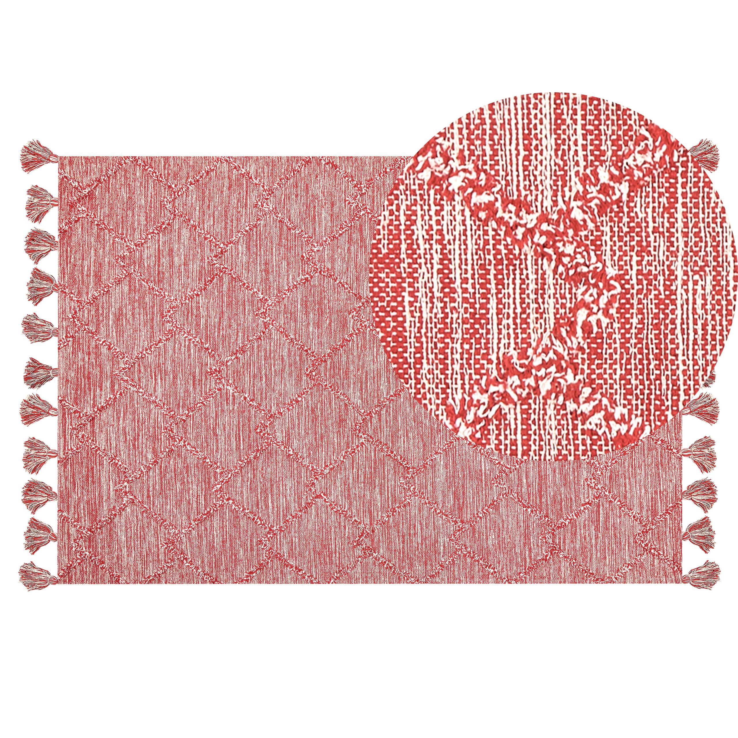 KURZFLOR-TEPPICH Nigde 200/140 cm - Rot, Textil (140/200cm) - Beliani