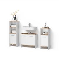 BADMÖBEL-SET Amalfi Weiß/Goldkraft Eiche 3-teilig - Honigeiche/Weiß, Holzwerkstoff (131.4/108.2/26.3cm) - Livinity®