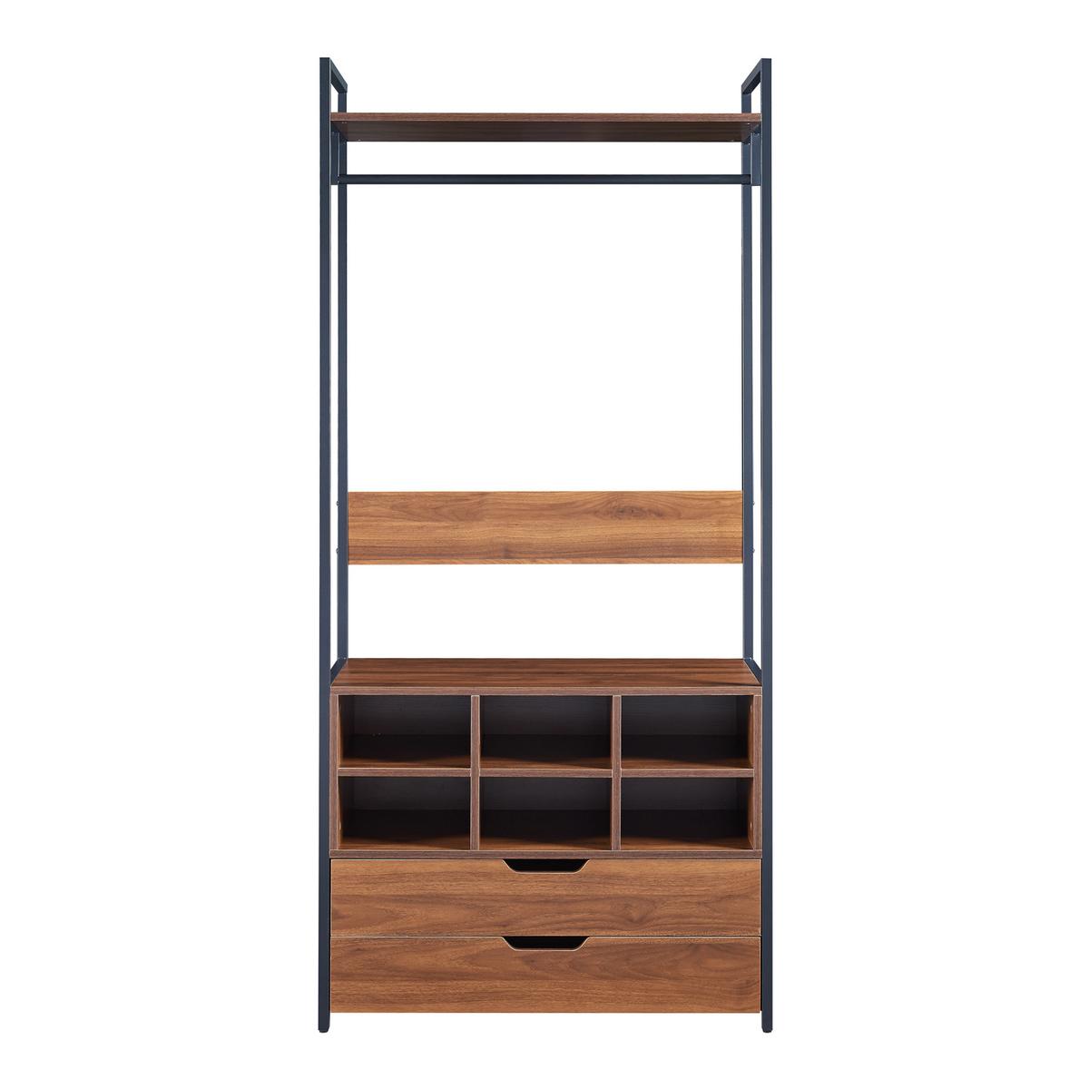 GARDEROBENSTÄNDER Larem - Walnussfarben/Schwarz, Holzwerkstoff/Metall (84/180/40cm) - [en.casa]
