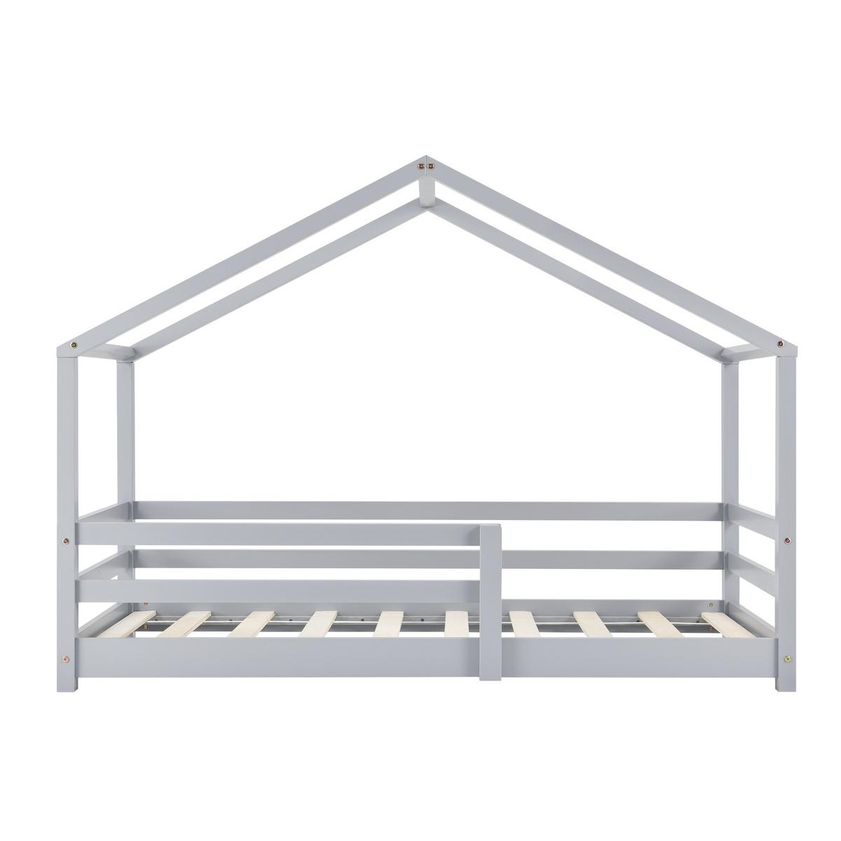 HAUSBETT Knätten - Hellgrau, Holz (90/200cm) - [en.casa]
