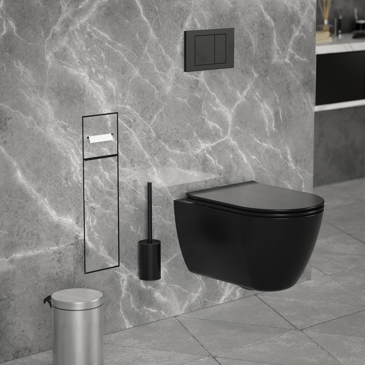 UNTERPUTZ-SCHRANKMODUL WC aus Edelstahl Schwarz matt 60x20x14 cm - Schwarz, Metall (14/60/20cm) - LuxeBath