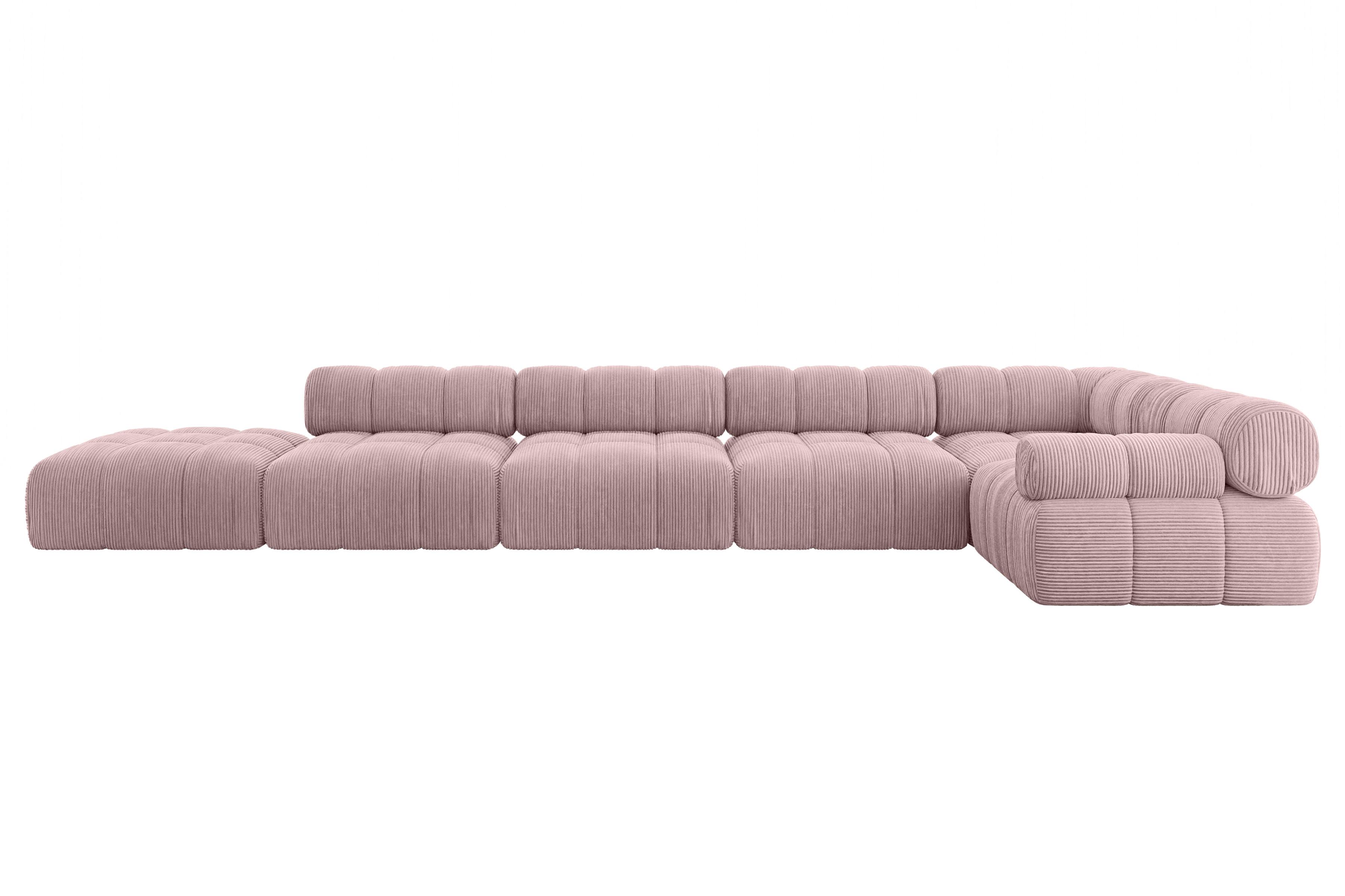 ECKSOFA modulares Sofa Felto-L3 - 475x190x70 cm Rosa Cord - Rosa, Holzwerkstoff/Textil (475/190cm) - ALTDECOR