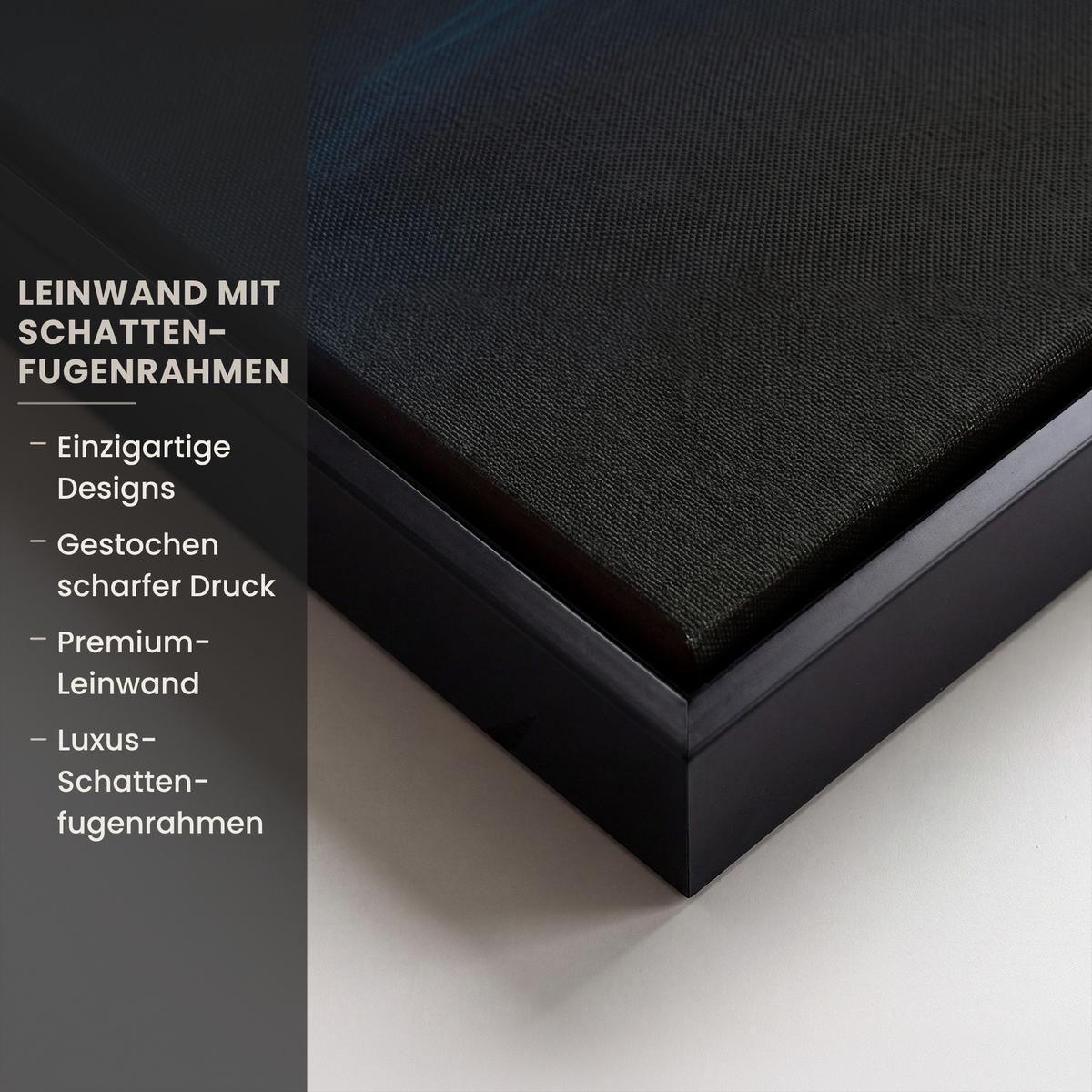 LEINWAND Bilder mit Rahmen - Baum - Blau - Blätter - Pinselstriche - 50x50 - Blau, Textil (50/50cm) - MuchoWow