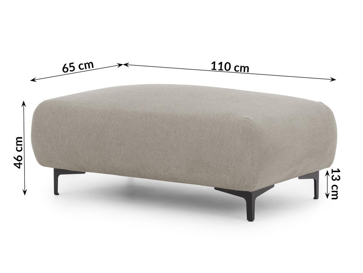 POLSTERHOCKER Cardea in Bubble-Optik aus weichem Taupe Strukturstoff mit hohem Sitzkomfort - Taupe/Schwarz, Holz/Textil (110/46/65cm) - S-Style Möbel