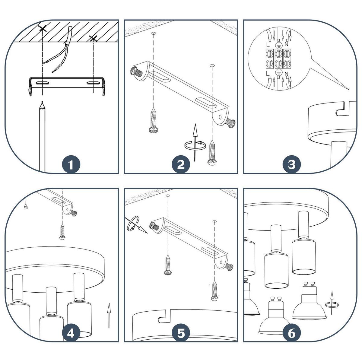 DECKENSTRAHLER Bamberg 3-flammig 15/15/10.4 cm - Silberfarben, Metall (15/15/10.4cm) - Nettlife