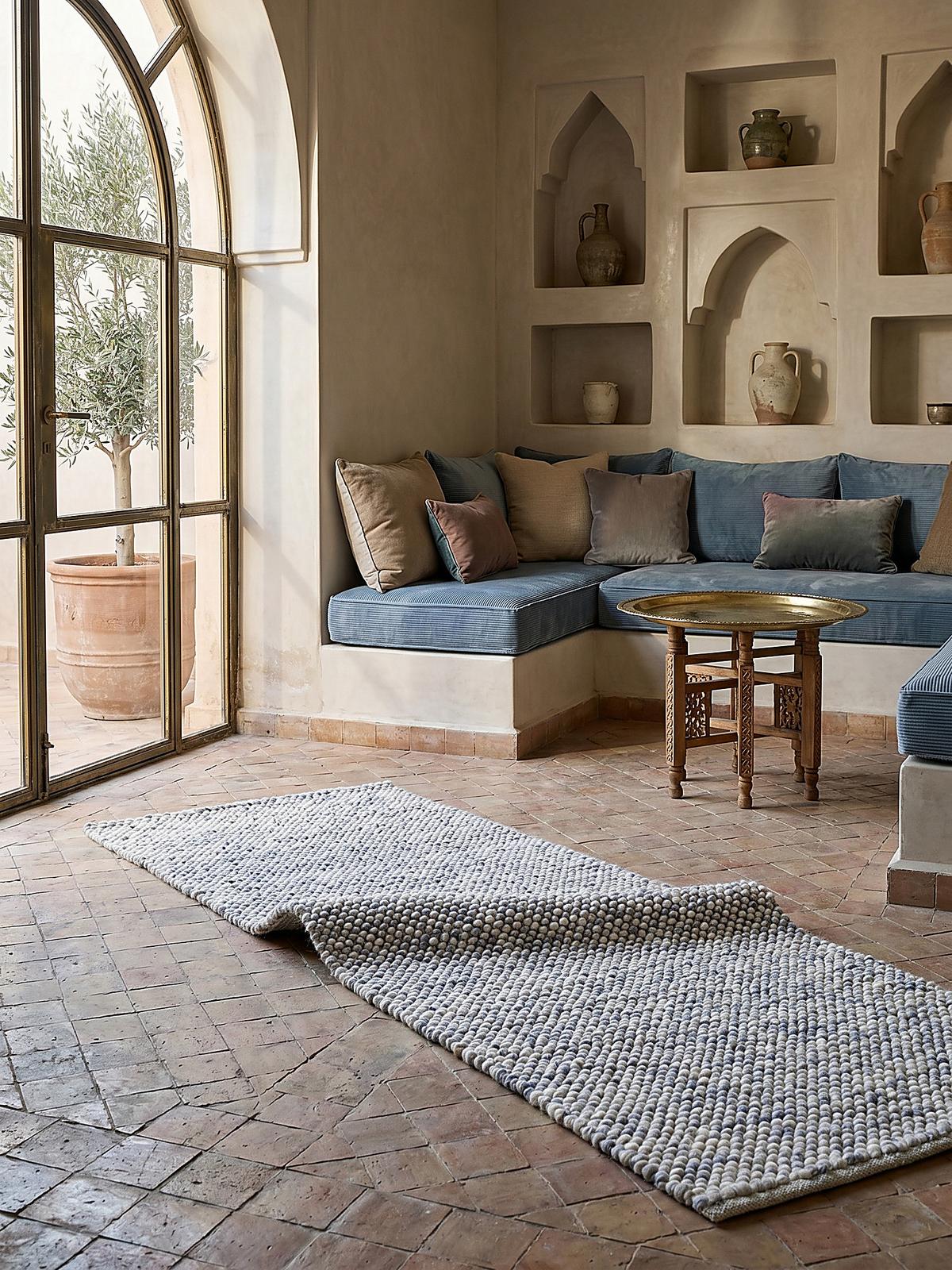 TEPPICH aus Wolle handgewebt MEDWAY in Blau, einfarbig, 60 x 230 cm - Blau, Textil (230/60cm) - KADIMA DESIGN