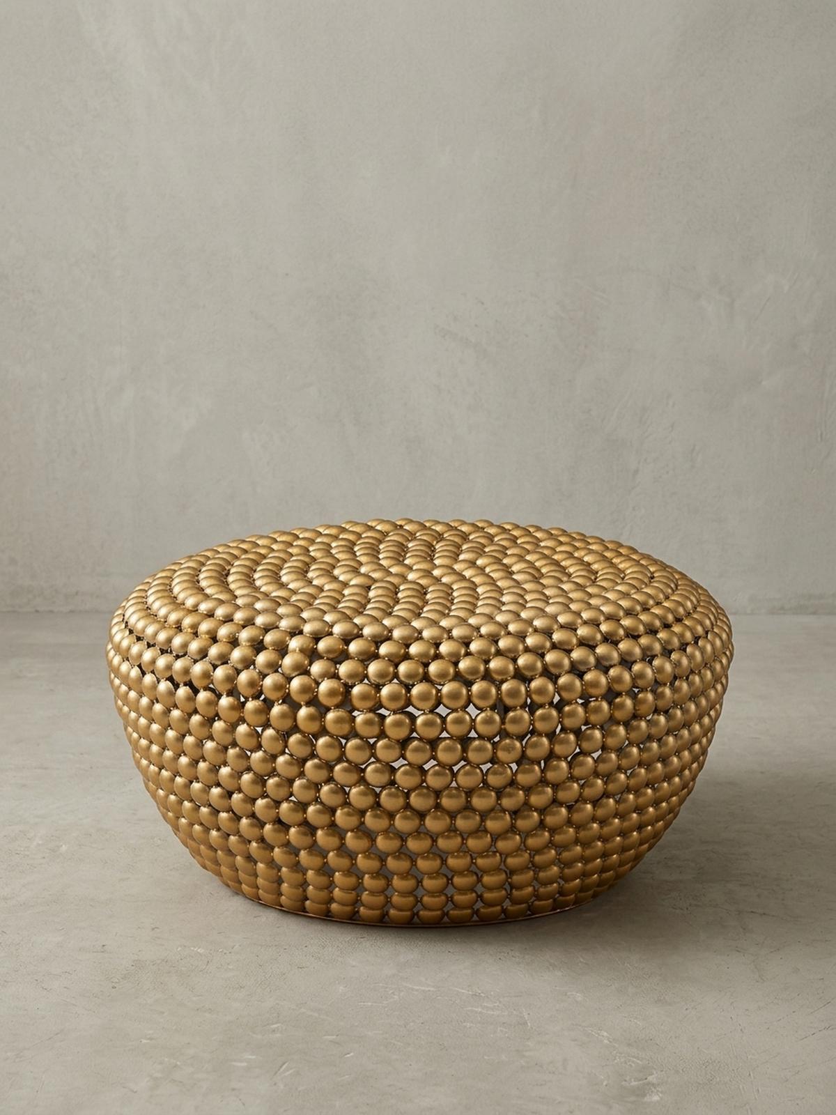 BEISTELLTISCH BIFERNO im orientalischen Stil aus Aluminium mit abgerundeter Form, Gold 60x60x30 cm - Goldfarben, Metall (60/60/30cm) - KADIMA DESIGN