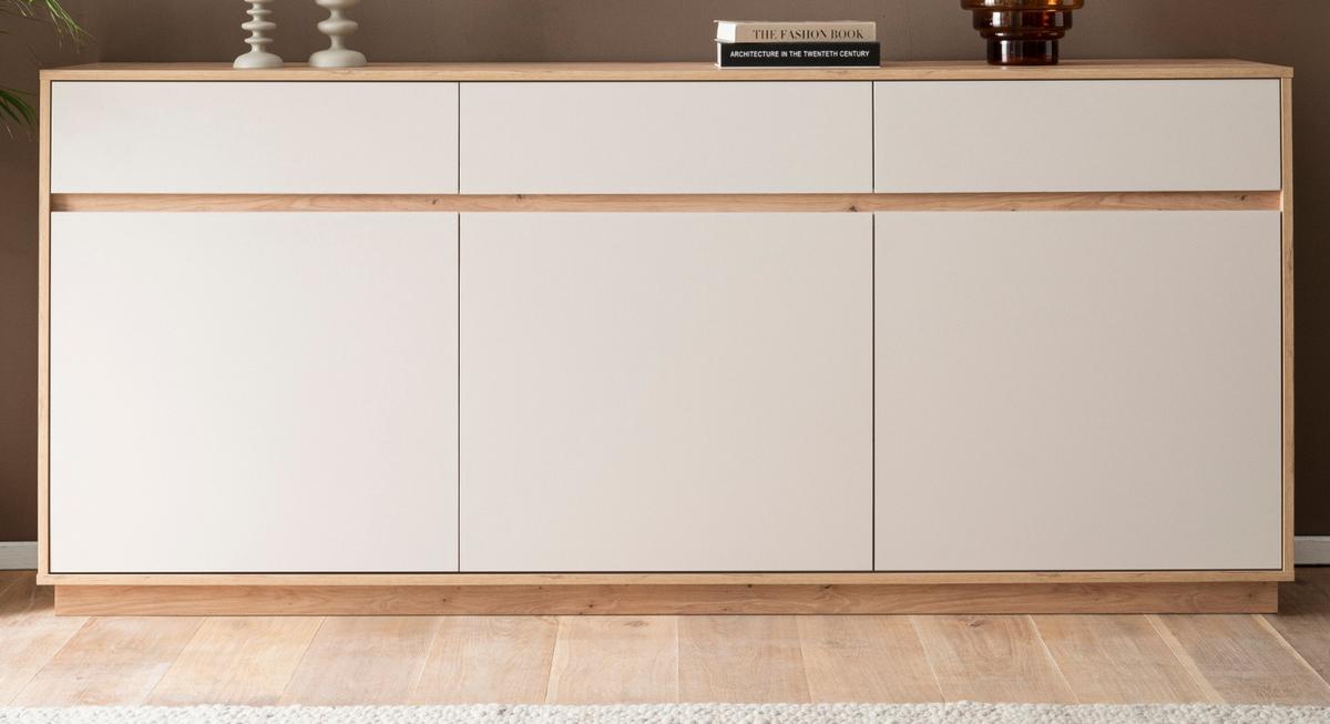 SIDEBOARD Kaschmir, Eiche Artisan 202 x 89 cm, Kommode mit Soft-Close - Kaschmir/Eiche Artisan, Holzwerkstoff/Metall (202/89/40cm) - Furn.Design