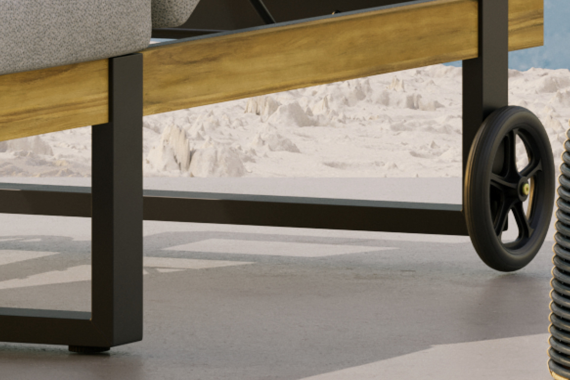 Gartenliege Räder am Kopfende Gestell Aluminium pulverbeschichtet Holzrahmen Akazie Echtholz geölt 